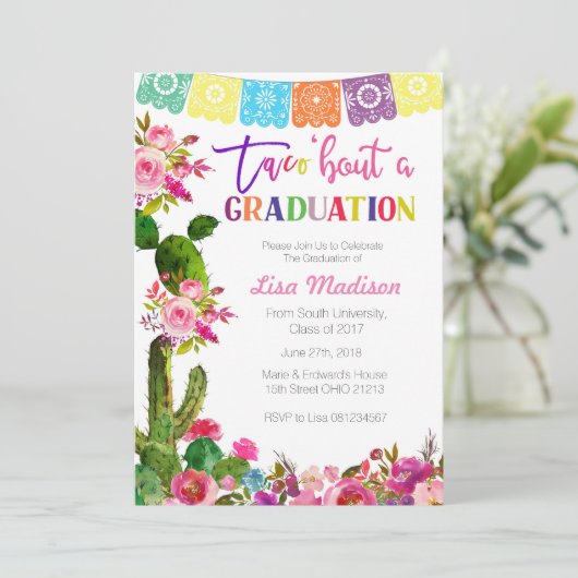 Fiesta Mexicaanse afstudeerfeest uitnodiging (Staand voorkant)