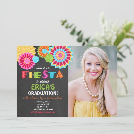 Fiesta Mexicaanse afstudeerfeest uitnodiging Fiest (Staand voorkant)