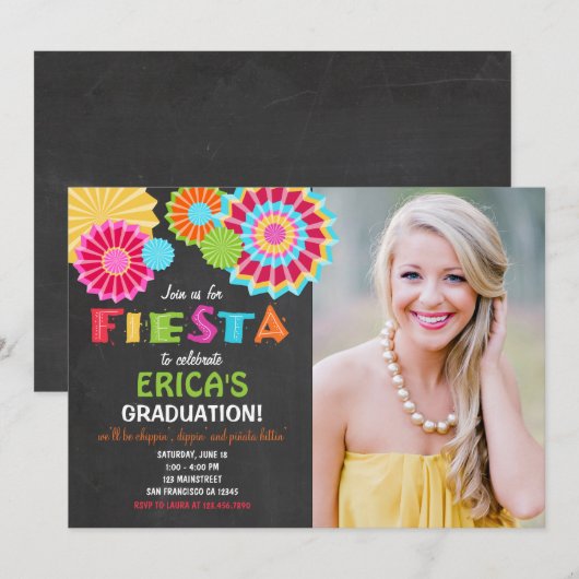 Fiesta Mexicaanse afstudeerfeest uitnodiging Fiest (Voorkant / Achterkant)