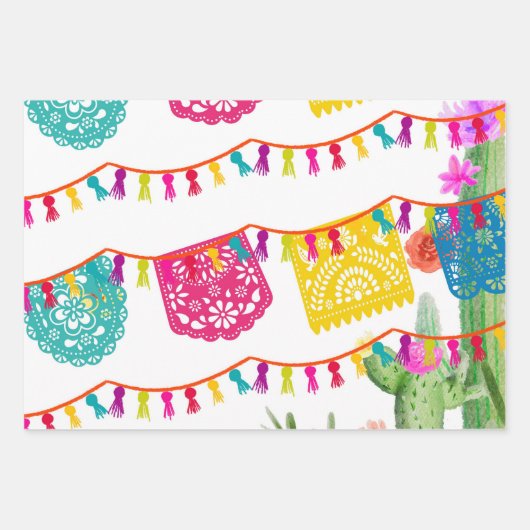 Fiesta Mexicaanse banner Cactus - Papieren pakblad Inpakpapier Vel (Voorkant 3)