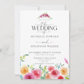 Fiesta Mexicaanse bloemen Elegant script QR bruilo Kaart (Voorkant)