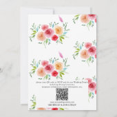 Fiesta Mexicaanse bloemen Elegant script QR bruilo Kaart (Achterkant)