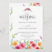 Fiesta Mexicaanse bloemen Elegant script QR bruilo Kaart (Voorkant / Achterkant)