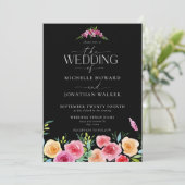 Fiesta Mexicaanse bloemen Elegante script bruiloft Kaart (Staand voorkant)