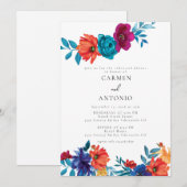 Fiesta | Mexicaanse bloemen | repetitie diner Kaart (Voorkant / Achterkant)