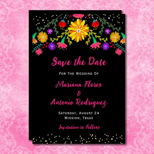 Fiesta Mexicaanse Bloemen Save The Date