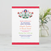 Fiesta Mexicaanse bruiloft kleurrijke uitnodiging (Staand voorkant)