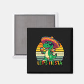 Fiesta Mexicaanse dinosaurus Cinco de Mayo Toddle Magneet (Voorkant / Achterkant)