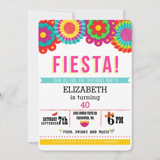 Fiesta Mexicaanse feestuitnodiging Kaart (Voorkant)