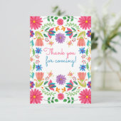 Fiesta Mexicaanse Folk Waterverf Bloemen Verjaarda Bedankkaart (Staand voorkant)