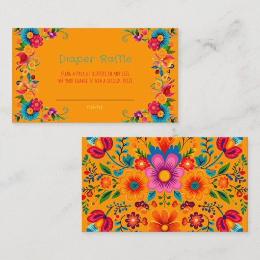 Fiesta Mexicaanse Kleurrijke Luier Raffle Visitekaartje (Voorkant / Achterkant)