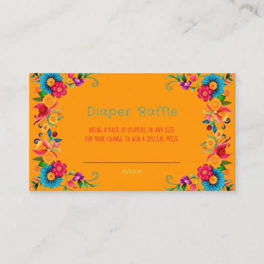 Fiesta Mexicaanse Kleurrijke Luier Raffle Visitekaartje (Voorkant)