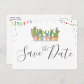 Fiesta Mexicaanse pastel zomercactus Bewaar de dat Aankondigingskaart (Voorkant / Achterkant)