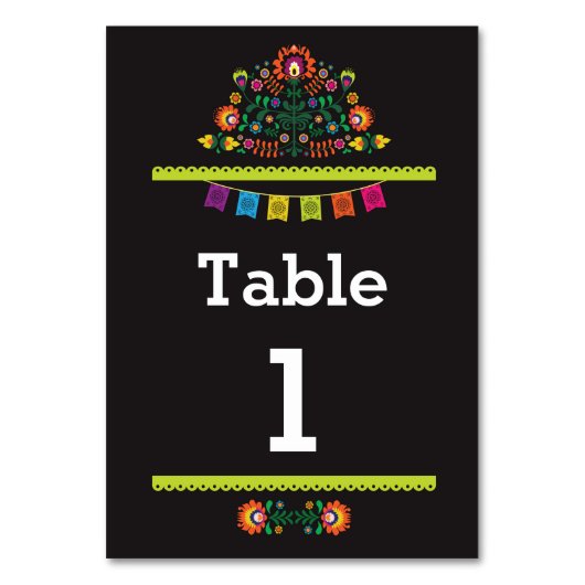 Fiesta Mexicaanse Patroon Tafel Nummer Trouwen Kaart (Voorkant)
