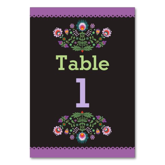 Fiesta Mexicaanse Patroon Tafel Paarse Nummer Trou Kaart (Achterkant)