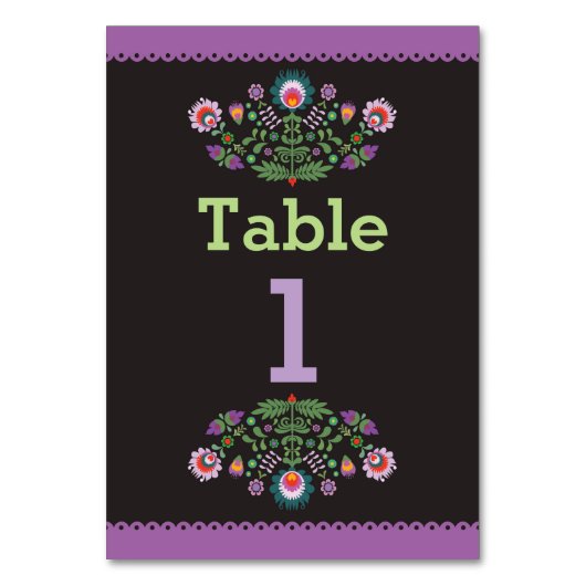 Fiesta Mexicaanse Patroon Tafel Paarse Nummer Trou Kaart (Voorkant)