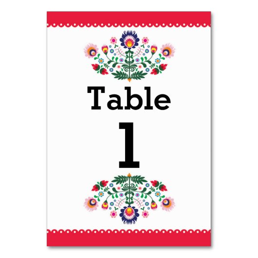 Fiesta Mexicaanse Patroon Tafel Rood Nummer Trouwe Kaart (Achterkant)