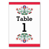 Fiesta Mexicaanse Patroon Tafel Rood Nummer Trouwe Kaart (Voorkant)