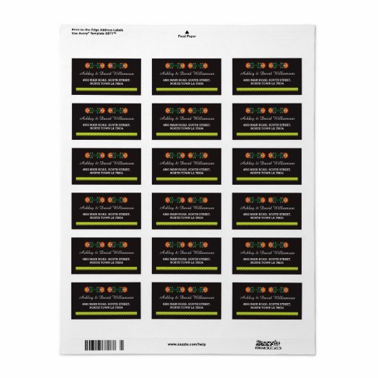 Fiesta Mexicaanse Print Bruiloft Adres Label (Full Sheet)