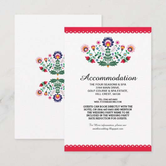 Fiesta Mexicaanse Rode Accommodatie Trouwkaarten Informatiekaartje (Voorkant / Achterkant)