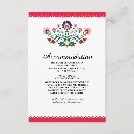 Fiesta Mexicaanse Rode Accommodatie Trouwkaarten Informatiekaartje (Voorkant)