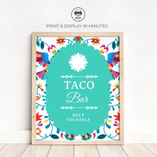Fiesta Mexicaanse Taco Bar Bruiloftsborrel Bord Poster