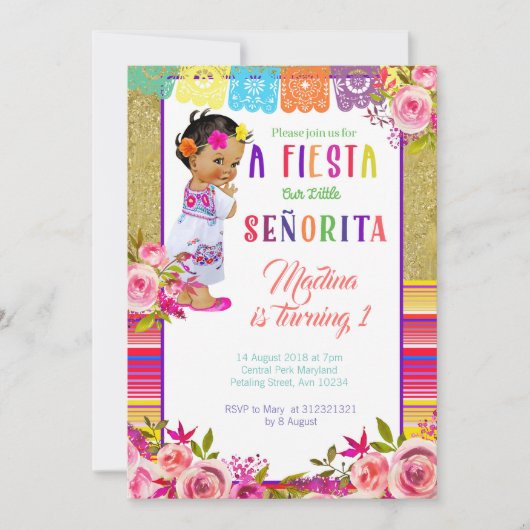 Fiesta Mexican 1e verjaardag uitnodigingen (Voorkant)