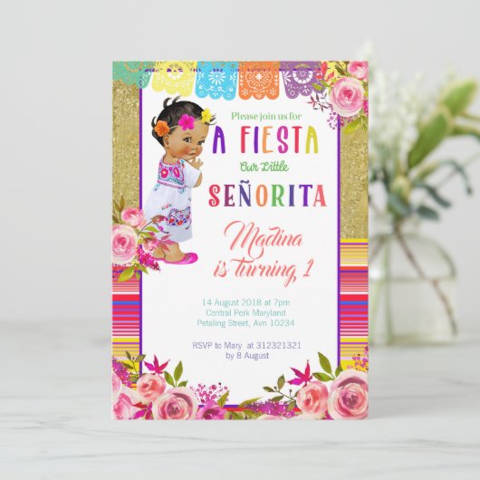 Fiesta Mexican 1e verjaardag uitnodigingen (Staand voorkant)