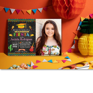 Fiesta Mexican Afstuderen Chalk Invitation Kaart