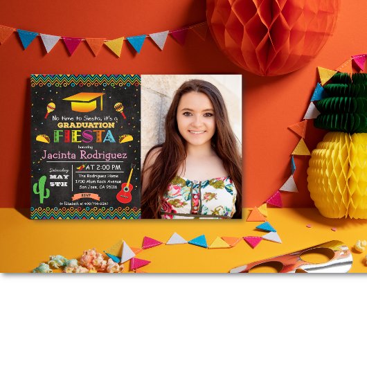 Fiesta Mexican Afstuderen Chalk Invitation Kaart