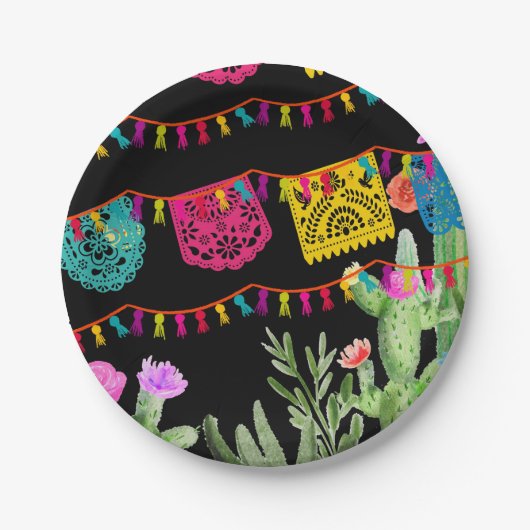 Fiesta Mexican Banners Floral Cactus Paper Bord (Voorkant)