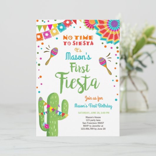 Fiesta Mexican Birthday Cactus Boy Kaart (Staand voorkant)