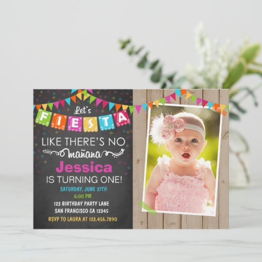 Fiesta Mexican Birthday Party Invitation Kaart (Staand voorkant)