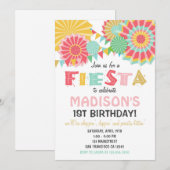 Fiesta Mexican Birthday Party Invitation roze Gold Kaart (Voorkant / Achterkant)