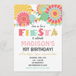 Fiesta Mexican Birthday Party Invitation roze Gold Kaart