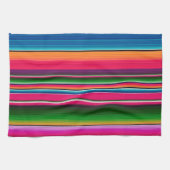 Fiesta Mexican Blanket Serape Stripes Blue Theedoek (Horizontaal)