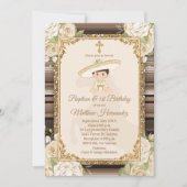 Fiesta Mexican Boy Gold Baptism & Birthday Invite Kaart (Voorkant)