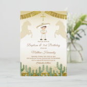 Fiesta Mexican Boy Gold Baptism & Birthday Invite Kaart (Staand voorkant)