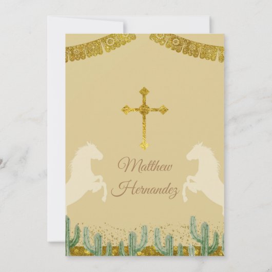 Fiesta Mexican Boy Gold Baptism & Birthday Invite Kaart (Achterkant)
