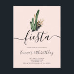 Fiesta Mexican Cactus Birthday Party Uitnodiging Briefkaart<br><div class="desc">Fiesta! De Mexicaanse themaverjaardag kenmerkt een waterverf cactus en handgeschreven doopvont.</div>