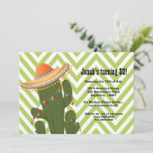 Fiesta Mexican Cactus Sombrero Party Invite Kaart (Staand voorkant)