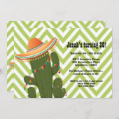 Fiesta Mexican Cactus Sombrero Party Invite Kaart (Voorkant / Achterkant)
