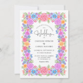 Fiesta Mexican Colorful Floral Wedding Kaart (Voorkant)