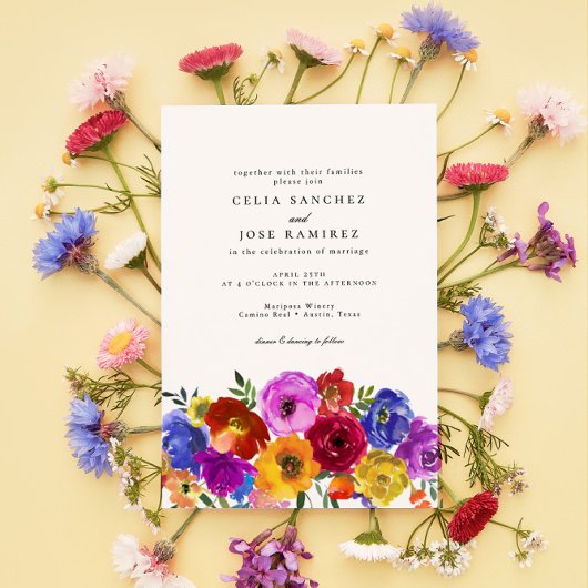 Fiesta Mexican Colorful Floral Wedding Kaart