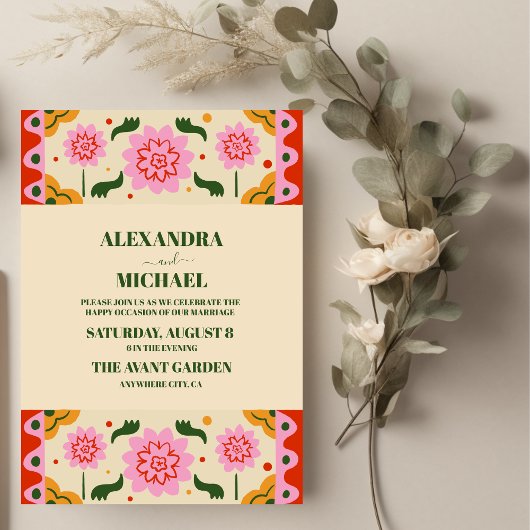 Fiesta Mexican Colorful Floral Wedding Kaart