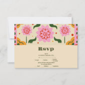 Fiesta Mexican Colorful Floral Wedding RSVP Kaartje (Voorkant)