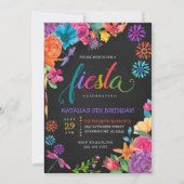 Fiesta Mexican Floral Birthday Invitation Kaart (Voorkant)