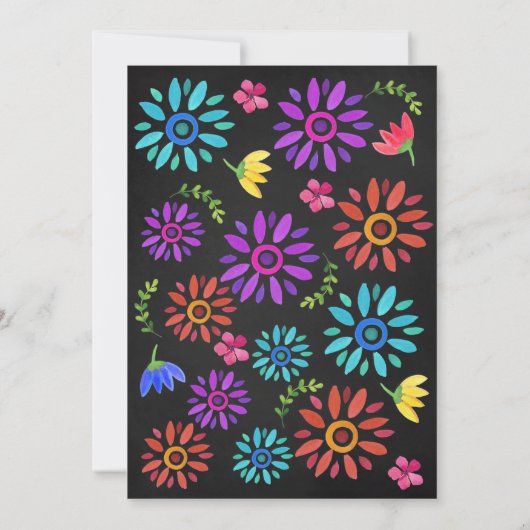 Fiesta Mexican Floral Birthday Invitation Kaart (Achterkant)