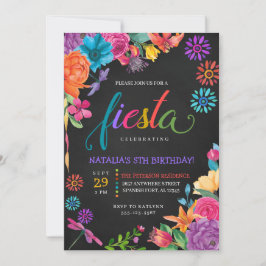 Fiesta Mexican Floral Birthday Invitation Kaart