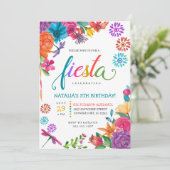 Fiesta Mexican Floral Birthday Invitation Kaart (Staand voorkant)